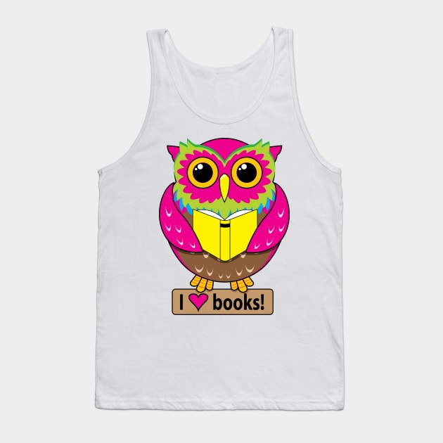 Owl: I Love Books Tank Top by Buffyandrews